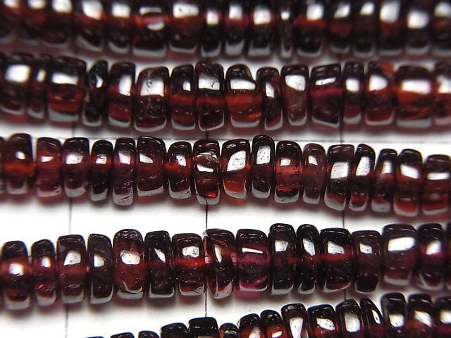 [Video] Garnet AA++ Roundel (Heishi)5-6mm half or 1strand beads (aprx.15inch/38cm)