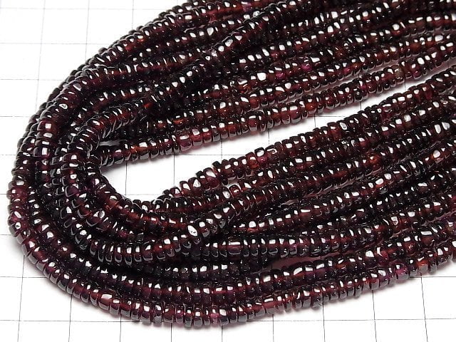 [Video] Garnet AA++ Roundel (Heishi)5-6mm half or 1strand beads (aprx.15inch/38cm)