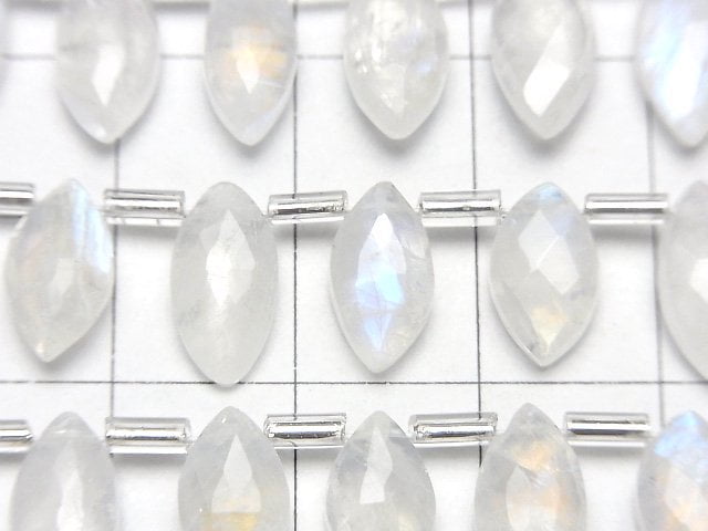 [Video]High Quality Rainbow Moonstone AA++ Marquise Faceted Briolette half or 1strand beads (aprx.7inch/18cm)