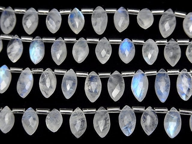 [Video]High Quality Rainbow Moonstone AA++ Marquise Faceted Briolette half or 1strand beads (aprx.7inch/18cm)