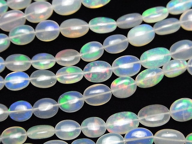 [Video]High Quality Water Opal AAA- Oval half or 1strand beads (aprx.17inch/42cm)