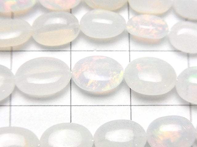 [Video]High Quality Ethiopian Opal AAA- Oval half or 1strand beads (aprx.17inch/42cm)