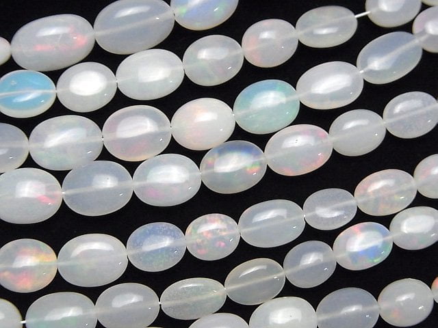 [Video]High Quality Ethiopian Opal AAA- Oval half or 1strand beads (aprx.17inch/42cm)