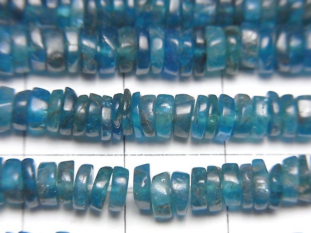 [Video] Neon Blue Apatite AA+ Roundel (Heishi) 4-5mm 1strand beads (aprx.15inch/38cm)