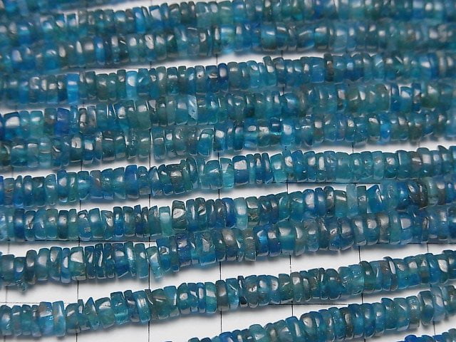 [Video] Neon Blue Apatite AA+ Rondelle (Heishi) 4-5mm 1strand beads (aprx.15inch/38cm)