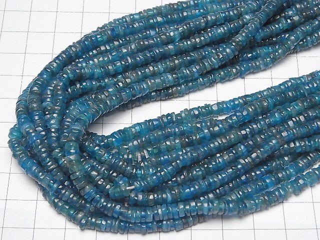 [Video] Neon Blue Apatite AA+ Roundel (Heishi) 4-5mm 1strand beads (aprx.15inch/38cm)