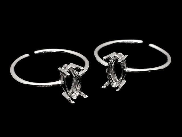 [Video] Silver925 Ring Frame (Prong Setting) Marquise Faceted 8x4mm Rhodium Plated One Size Fits All 1pc