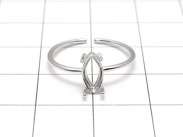 [Video] Silver925 Ring Frame (Prong Setting) Marquise Faceted 8x4mm Rhodium Plated One Size Fits All 1pc