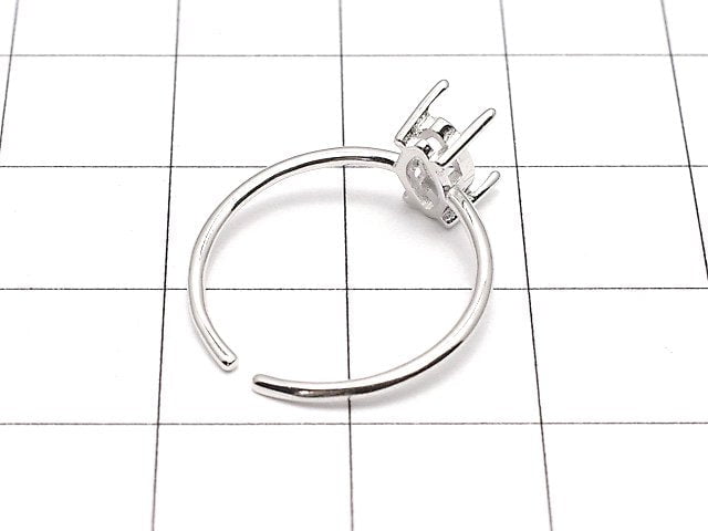 [Video]Silver925 Ring Frame (Prong Setting) Marquise Faceted 8x4mm Rhodium Plated Free Size 1pc