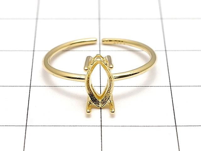 [Video] Silver925 Ring Frame (Prong Setting) Marquise Faceted 8x4mm 18KGP One Size Fits All 1pc