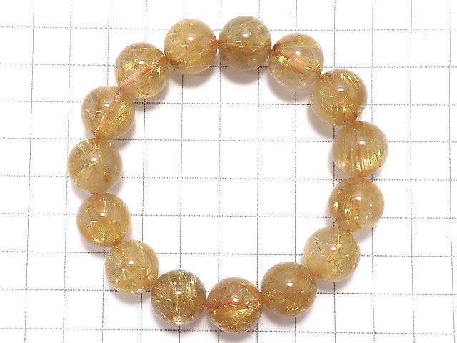 [Video][One of a kind] Rutilated Quartz AAA- Round 14mm Bracelet NO.5