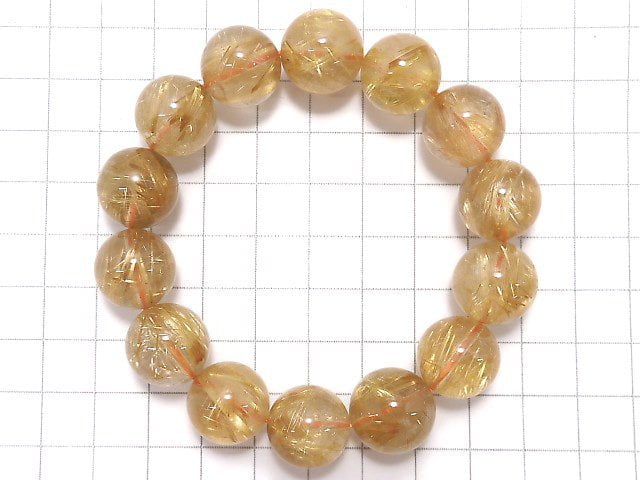 [Video][One of a kind] Rutilated Quartz AAA- Round 15mm Bracelet NO.7