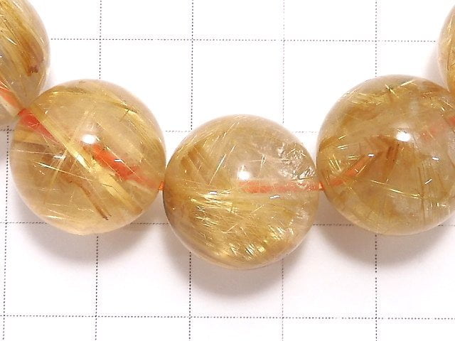 [Video][One of a kind] Rutilated Quartz AAA- Round 15mm Bracelet NO.7