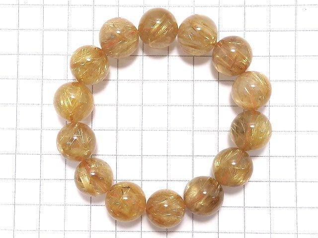 [Video][One of a kind] Rutilated Quartz AAA- Round 15mm Bracelet NO.8