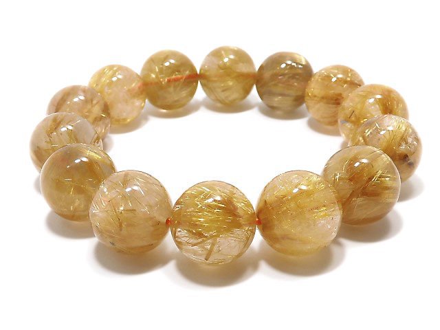 [Video][One of a kind] Rutilated Quartz AAA- Round 15mm Bracelet NO.8