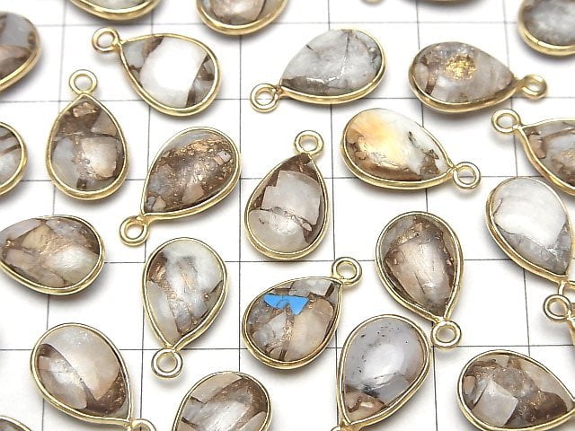 [Video]Copper Calcite AAA Bezel Setting Pear shape 13x9mm 18KGP 3pcs