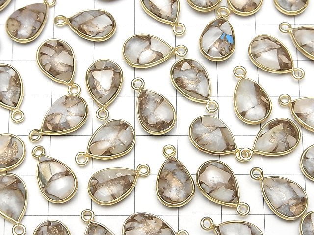 [Video]Copper Calcite AAA Bezel Setting Pear shape 13x9mm 18KGP 3pcs