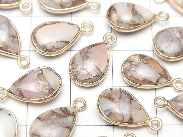 [Video]Copper Pink Opal AAA Bezel Setting Pear shape 13x9mm 18KGP 3pcs