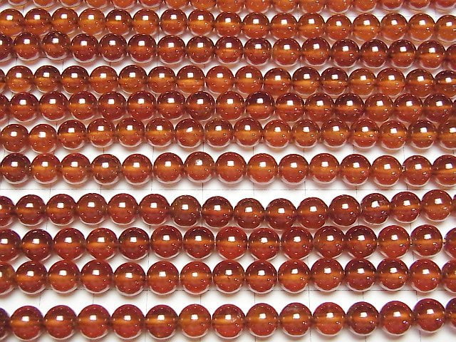 [Video]Hessonite Garnet AAA Round 6mm half or 1strand beads (aprx.15inch/38cm)