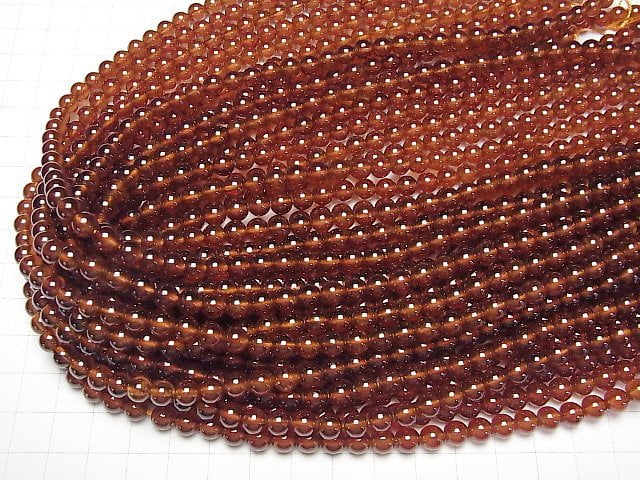 [Video]Hessonite Garnet AAA Round 6mm half or 1strand beads (aprx.15inch/38cm)