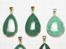 [Video] Malachite AAA- Pear shape Pendant 18KGP 1pc
