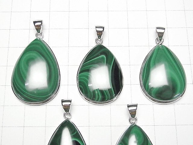 [Video] Malachite AAA- Pear shape Pendant Silver925 1pc