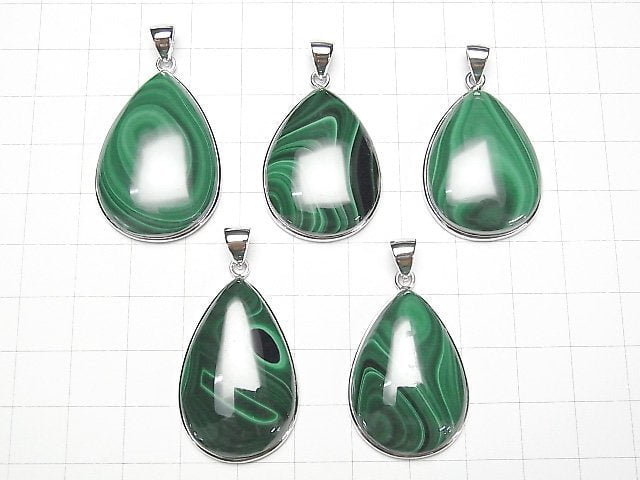 [Video] Malachite AAA- Pear shape Pendant Silver925 1pc