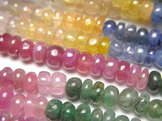 [Video]High Quality Sapphire & Ruby & Emerald AA++ Rondelle half or 1strand beads (aprx.15inch/38cm)