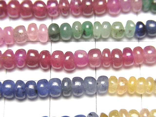 [Video]High Quality Sapphire & Ruby & Emerald AA++ Roundel half or 1strand beads (aprx.15inch/38cm)