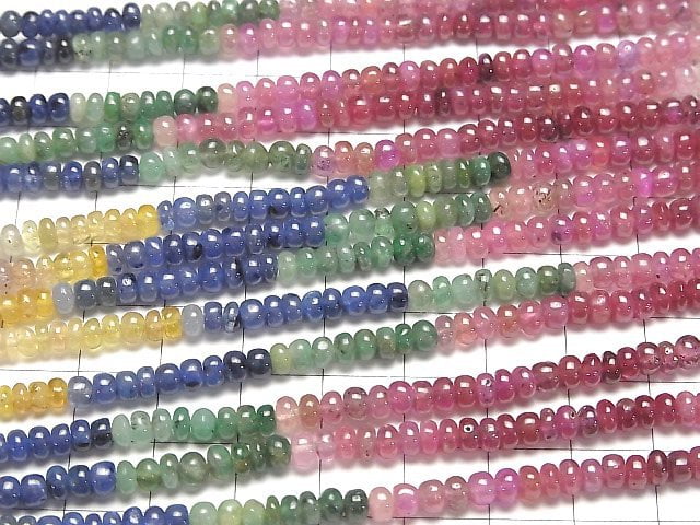 [Video]High Quality Sapphire & Ruby & Emerald AA++ Rondelle half or 1strand beads (aprx.15inch/38cm)