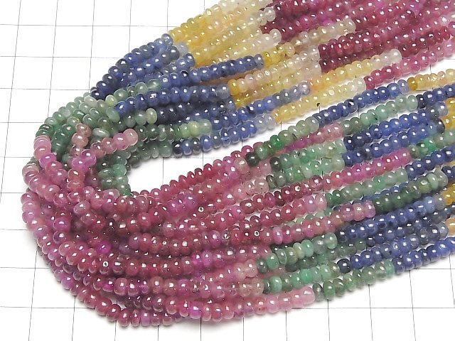 [Video]High Quality Sapphire & Ruby & Emerald AA++ Roundel half or 1strand beads (aprx.15inch/38cm)