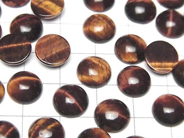 Red Tiger's Eye AA++ Round Cabochon 10x10mm 4pcs