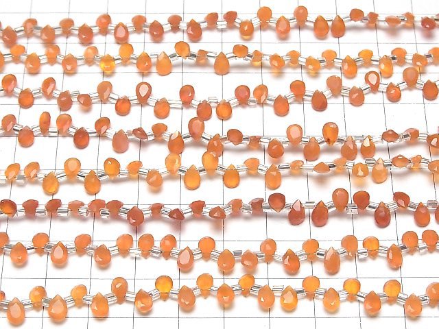 [Video]High Quality Carnelian AAA Pear shape Faceted 6x4mm half or 1strand (38pcs )