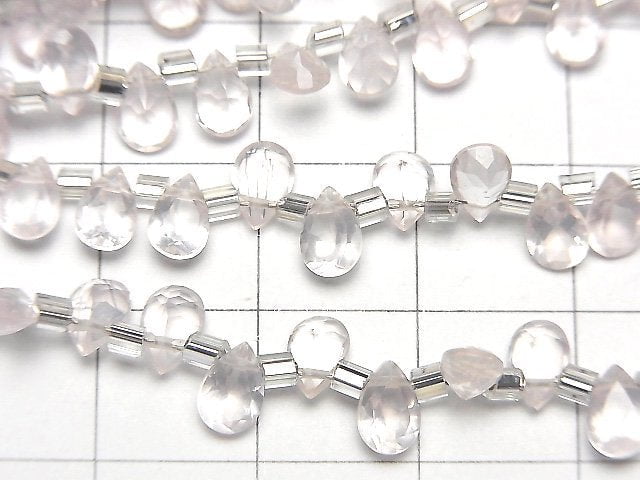 [Video]High Quality Rose Quartz AAA Pear shape Faceted 6x4mm half or 1strand (38pcs )