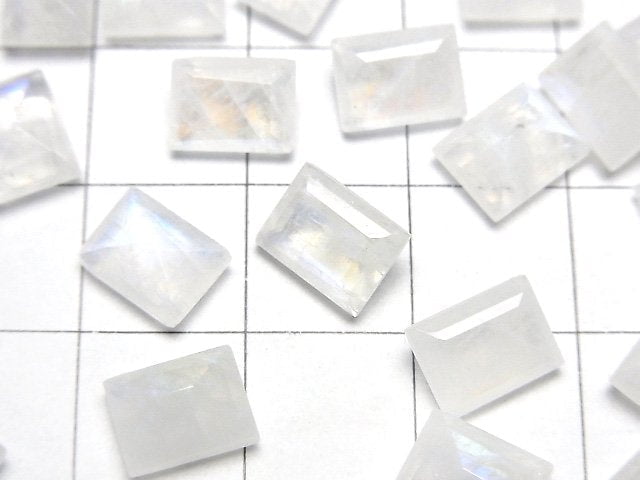 [Video]High Quality Rainbow Moonstone AA++ Loose stone Rectangle Faceted 8x6mm 3pcs