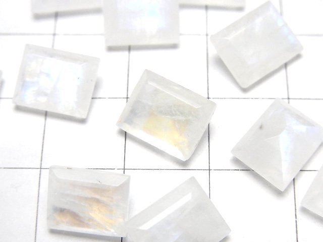 [Video]High Quality Rainbow Moonstone AA++ Loose stone Rectangle Faceted 10x8mm 2pcs