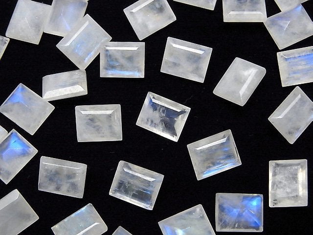 [Video]High Quality Rainbow Moonstone AA++ Loose stone Rectangle Faceted 10x8mm 2pcs