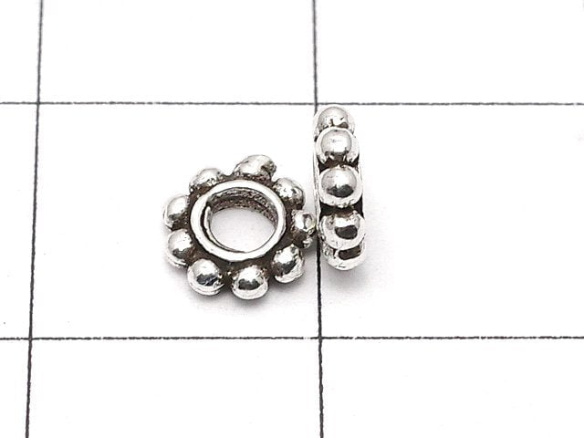 Silver925 Roundel Daisy6x6x1.5mm Oxidized Finish 5pcs