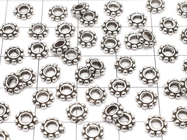 Silver925 Roundel Daisy6x6x1.5mm Oxidized Finish 5pcs