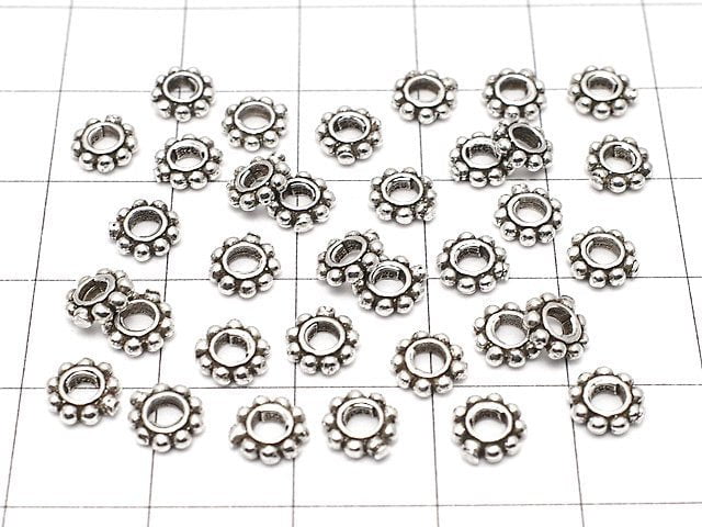 Silver925 Roundel Daisy6x6x1.5mm Oxidized Finish 5pcs