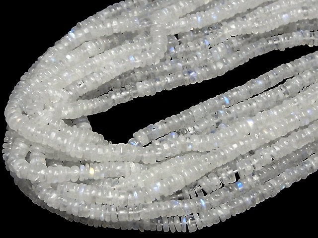 [Video]Rainbow Moonstone AA++ Rondelle (Heishi) 1strand beads (aprx.14inch/34cm)