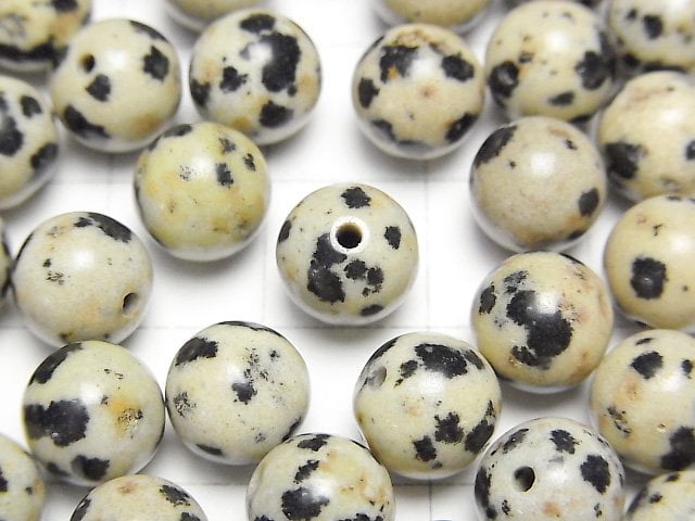 [Video] Dalmatian Jasper Half Drilled Hole Round 8.5mm 4pcs