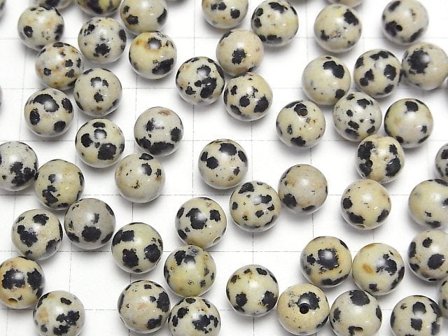 [Video] Dalmatian Jasper Half Drilled Hole Round 8.5mm 4pcs