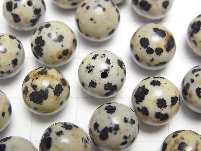 [Video] Dalmatian Jasper Half Drilled Hole Round 10.5mm 4pcs