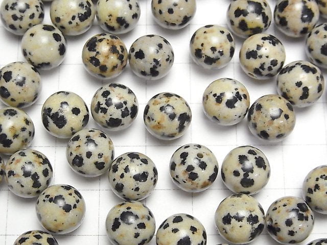 [Video] Dalmatian Jasper Half Drilled Hole Round 10.5mm 4pcs