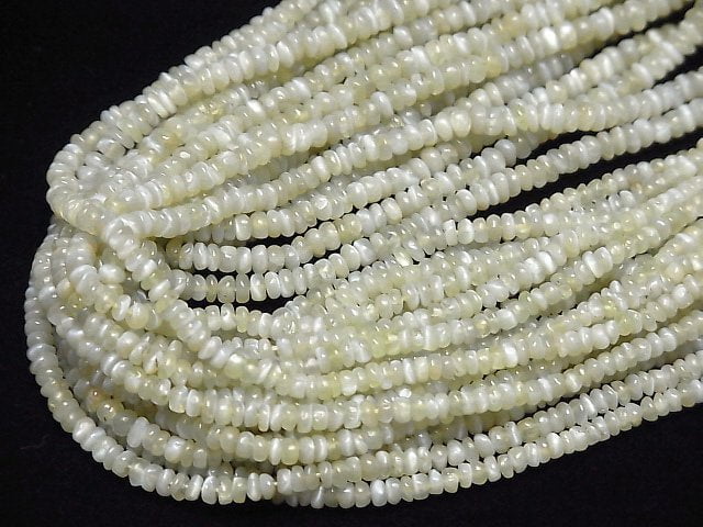 [Video]High Quality Chrysoberyl Cat's EyeAA+ Rondelle half or 1strand beads (aprx.17inch/42cm)