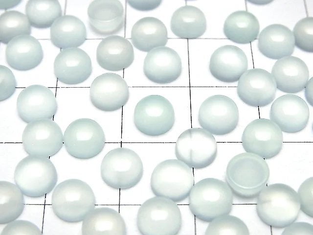 [Video] Sea Blue Chalcedony AAA Round Cabochon 6x6mm 10pcs