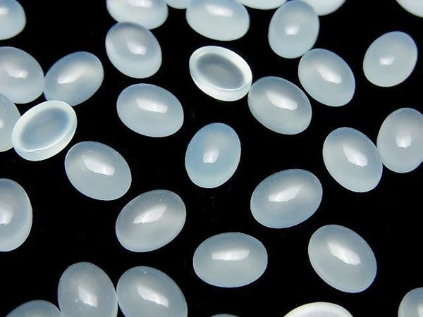 [Video] Sea Blue Chalcedony AAA Oval Cabochon 8x6mm 10pcs