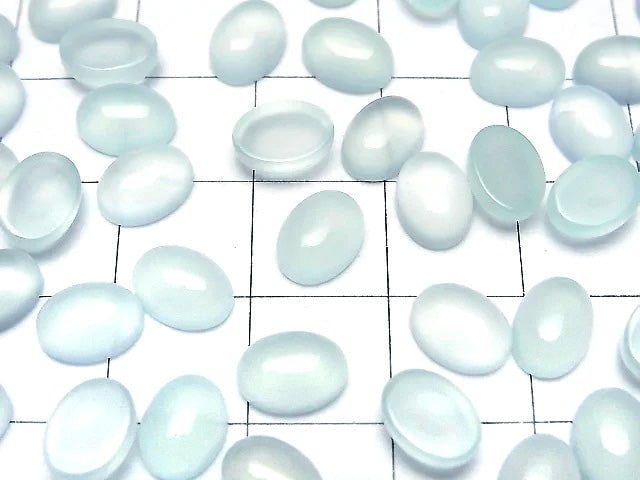 [Video] Sea Blue Chalcedony AAA Oval Cabochon 8x6mm 10pcs