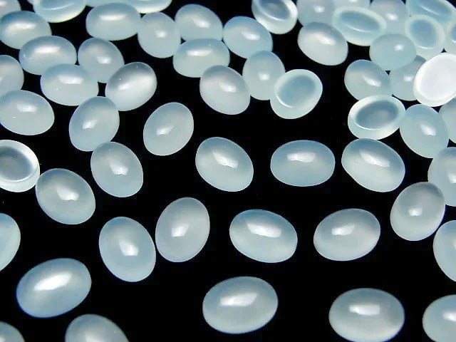 [Video] Sea Blue Chalcedony AAA Oval Cabochon 8x6mm 10pcs